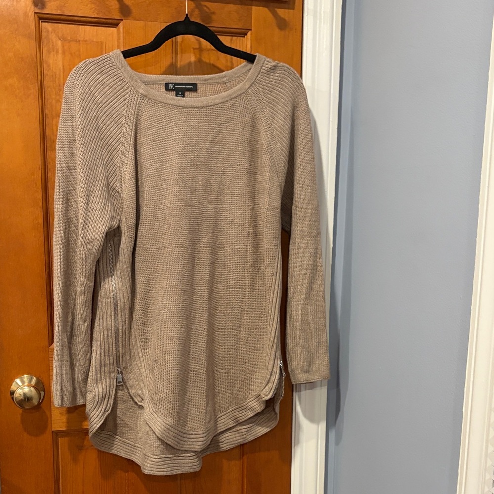 INC International Concepts Beige Ribbed Knit Sweatshirt